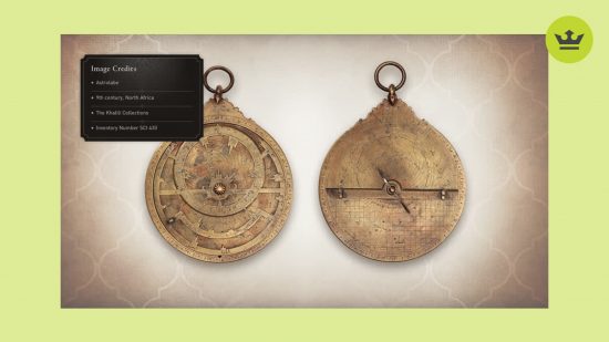 Assassin's Creed Mirage History of Baghdad codex compass: an Astrolabe from 9th Century Baghdad