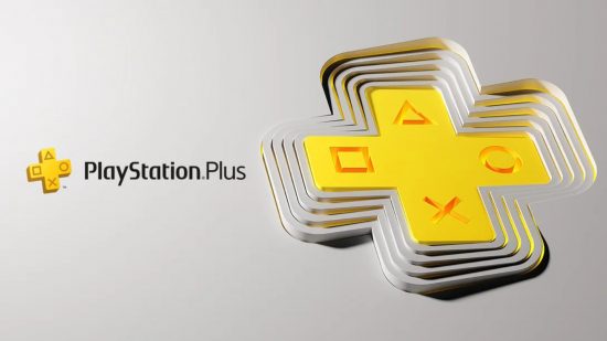 Best cloud gaming services: PlayStation Plus. Image shows a d-pad on a grey surface beside the PS Plus logo.