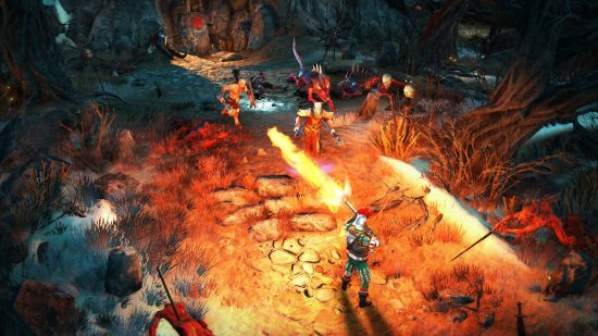 Games like Diablo: A fiery screenshot from Warhammer Chaosbane 