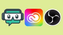 Best streaming software: image shows the logos of Streamlabs, Adobe Creative Suite, and OBS Studio.