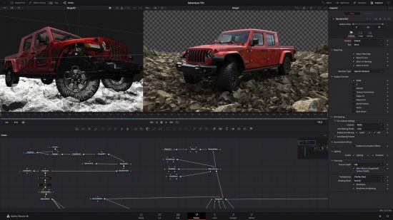 Best streaming software: DaVinci Resolve Studio. Image shows someone editing some footage of a car.
