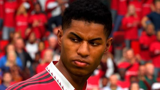 FIFA 23 esports World Cup final controversy: an image of Manchester United Marcus Rashford frowning
