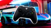 Forza Motorsport Xbox Controller leaks: an image of a controller in front of a blue sports car