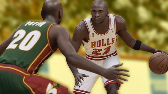 NBA 2K24 VC: Michael Jordan dribbling in NBA 2K23