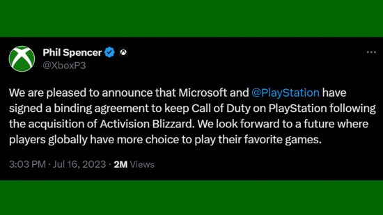 Phil Spencer Call of Duty PlayStation binding agreement
