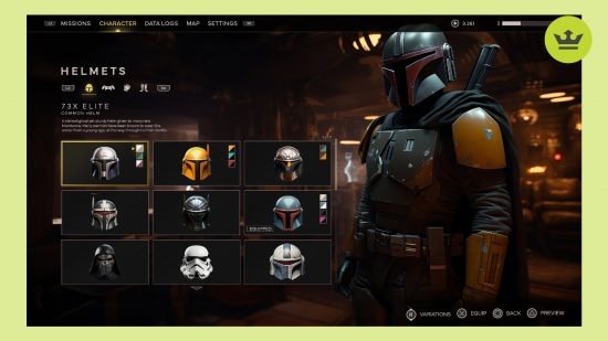 Star Wars Mandalorian game fan-made: a menu screen from the fictional game