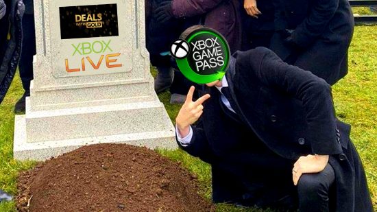 Xbox Game Pass core price: an image of Xbox Game Pass by the grave of Xbox Live and Deals With Gold