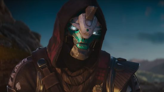 Destiny 2 Cayde-6 alive: An image of Cayde-6 looking at the camera from The Final Shape teaser trailer.