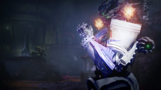Destiny 2 Season of the Witch Exotic armor: The Titan's Pyrogale Gauntlets.