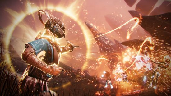 Destiny 2 The Final Shape supers: The Warlock super in action, glowing with fire and throwing a grenade.