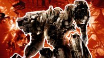 Armored Core 6 Assault Boost PvP: an image of a mech on an orange background