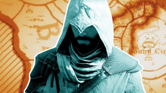 Assassin's Creed Mirage collectibles: an image of Basim in blue in front of a map