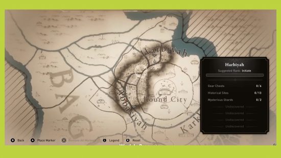 Assassin's Creed Mirage collectibles Harbiyah: an image of a map in-game