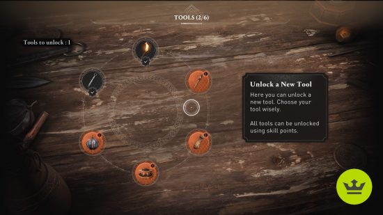 Assassin's Creed Mirage length: The tool selection screen.