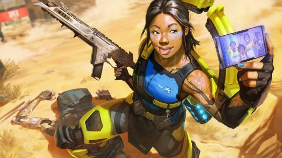 Best battle royale games: a woman flexes her kill on a livestream in Apex Legends