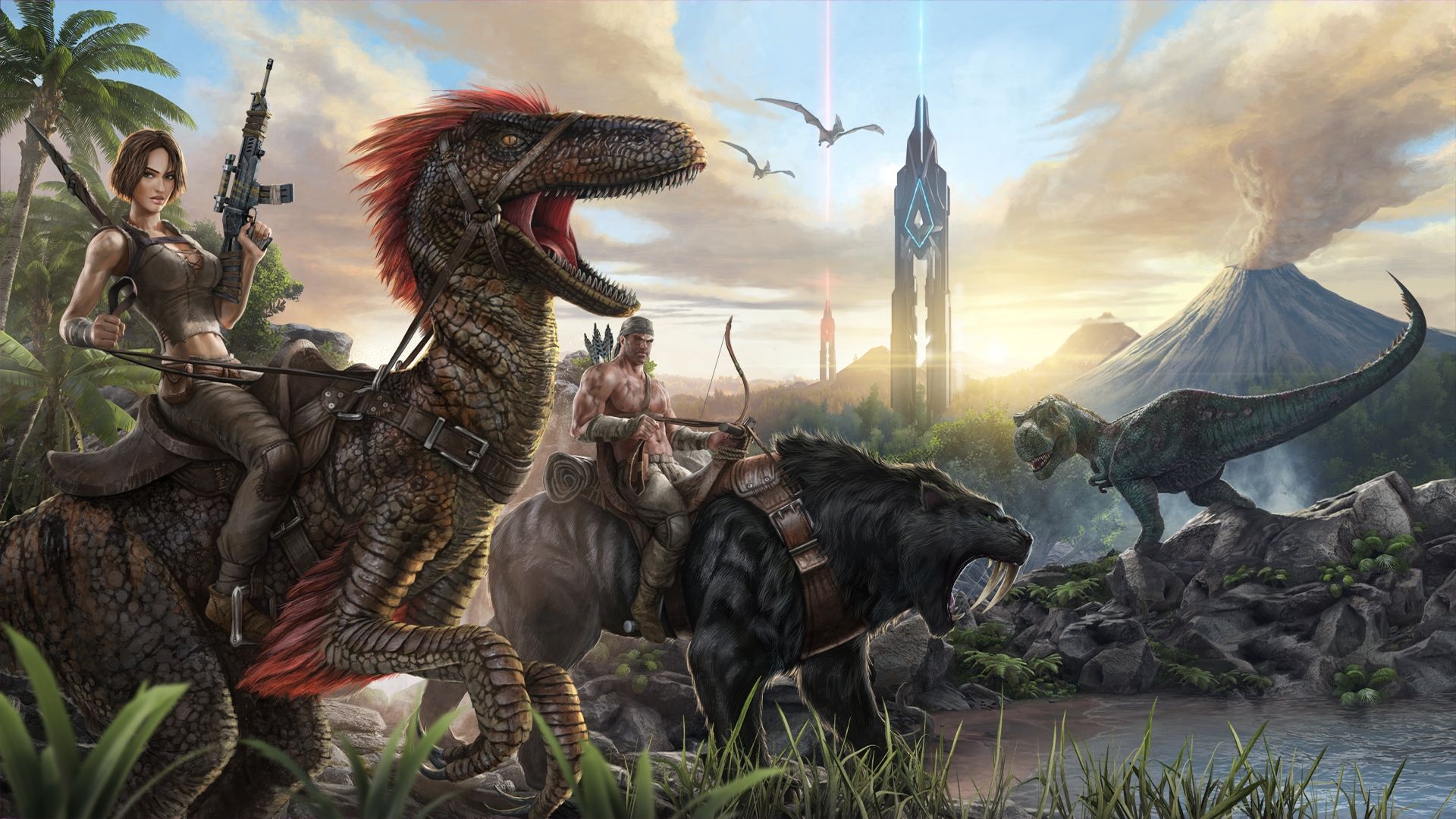 Най -добри игри за оцеляване: Могат да се видят множество динозаври