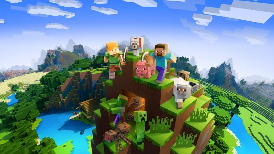 Best Survival Games: Multiple people and animals can be seen in Minecraft's world