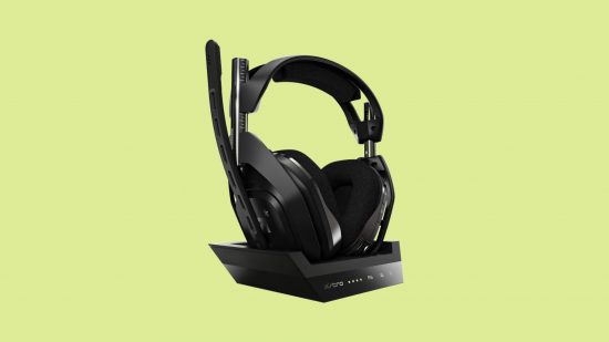 Best gaming headsets: Astro Gaming A50 headset on charging base.