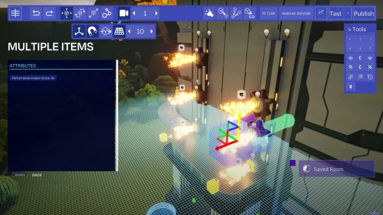Everywhere release date: The level editor being used to place flamethrowers.
