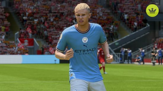 FC 24 Man City: Erling Haaland in the light blue kit of Manchester City