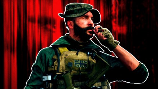Modern Warfare 3 teaser phone number: an image of Price smoking on a red background