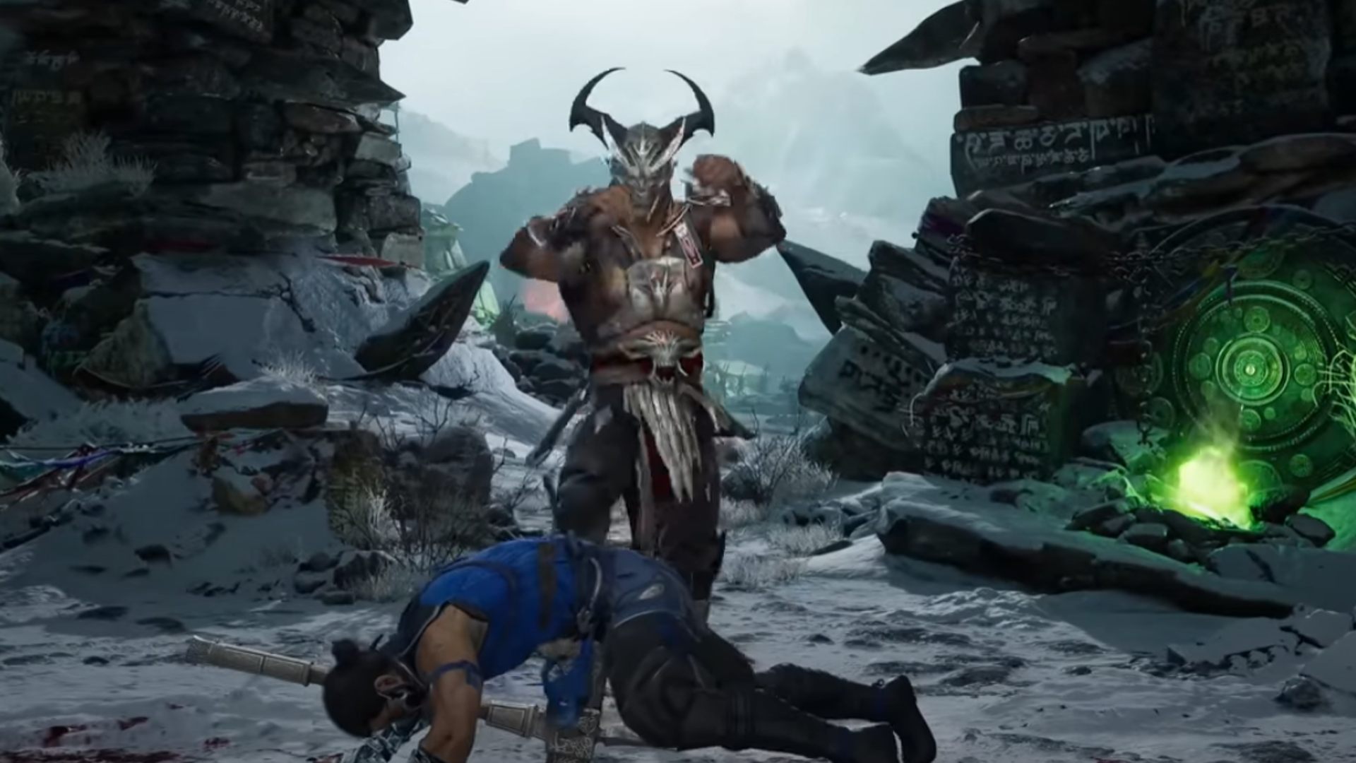 Mortal Kombat 1 characters: General Shao can be seen stepping on Sub Zero
