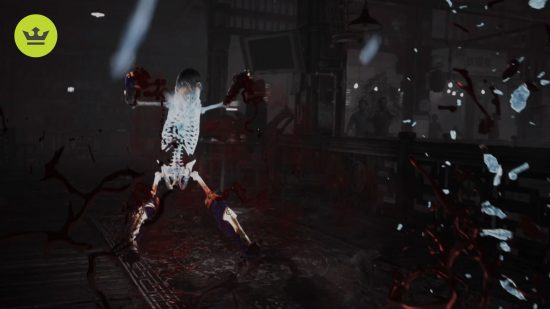 Mortal Kombat 1 Fatalities: Frost can be seen punching a body