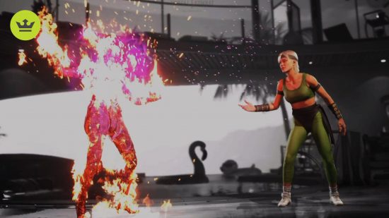 Mortal Kombat 1 Fatalities: Sonya can be seen blowing a heart