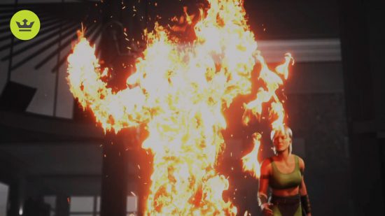 Mortal Kombat 1 Fatalities: Sonya can be seen with a burning body