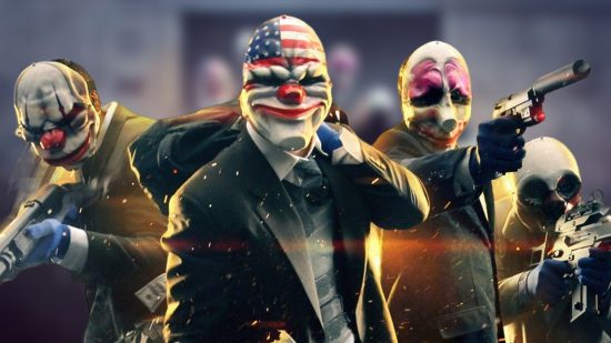 Payday 3 Game Pass: Payday heist crew in front of a smoky background