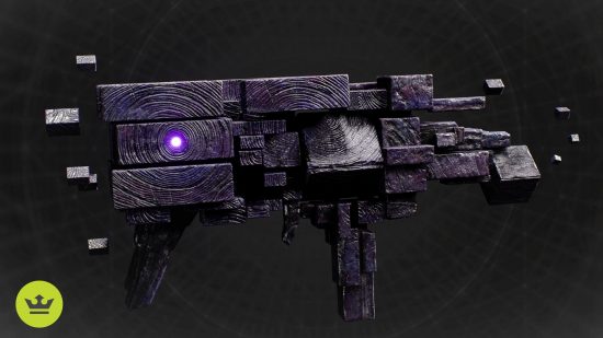 Remnant 2 best weapons: Remnant 2's Cube Gun, a firearm made of ancient grey stone with a small purple cube glowing on the barrel