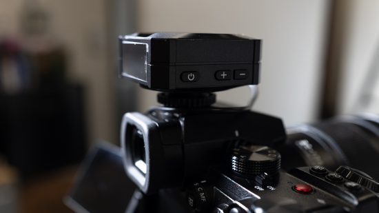 Saramonic BlinkMe 2 microphone on top of a streaming camera