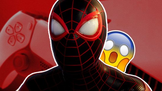 Spider-Man 2 file size: an image of Miles Morales and a shocked emoji