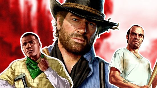 Xbox sale Red Dead Redemption 2 GTA V: an image of Trevor, Franklin, and Arthur Morgan