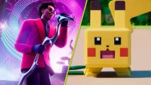 Best Free Nintendo Switch Games 2024: An image of The Weeknd in Fortnite and Pikachu in Pokemon Quest.