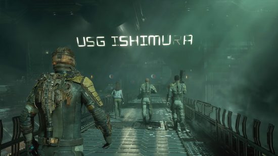 Best PS5 space games: a group of crewmembers aboard the USG Ishimura in Dead Space