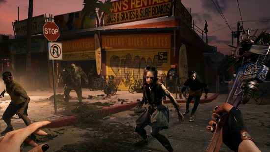 Best zombie games: Player in Dead Island 2 about to attack numerous zombies