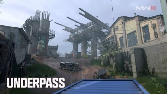 MW3 maps: A destroyed highway and other buildings in the remastered Underpass map.