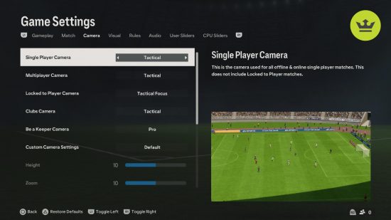 FC 24 best settings: An in-game screenshot from the menus of FC 24