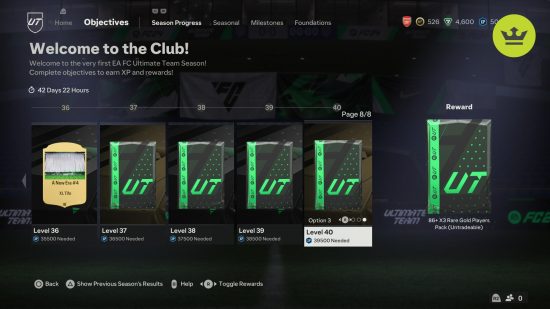 Free FC 24 packs: a screenshot showing FC 24's in game season pass