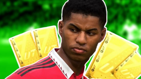 Fc 24 squad battles free packs: an image of Rashford from Manchester United