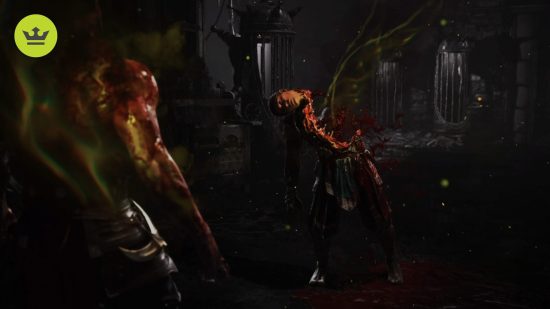 Mortal Kombat 1 Fatalities: Havik can be seen blowing up a body