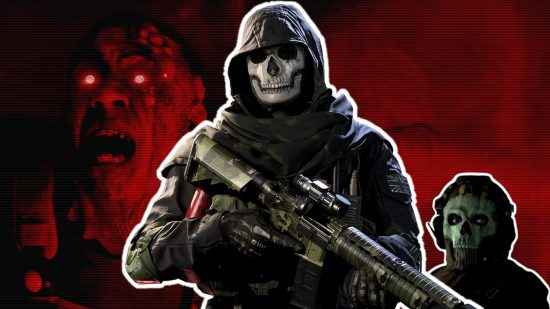 MW3 unlock Zombie Ghost: an image of Ghost and a Zombie on a red background