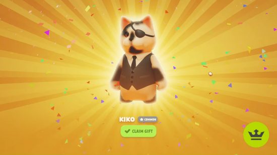 Party Animals codes: The Kiko character skin unlock with confetti around it.