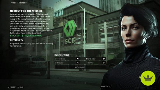 Payday 3 solo: The heist lobby screen showing the player changing the lobby type to invite only to play solo.