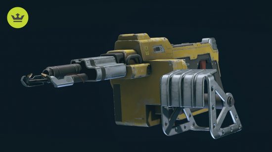 Starfield best weapons: A well-worn, yellow and silver industrial welding machine