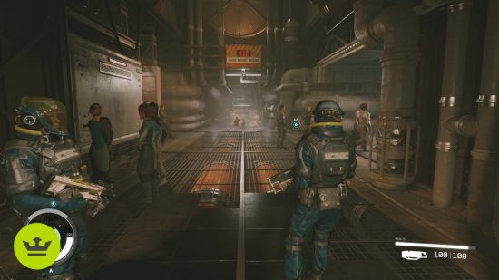 Starfield easter eggs: A player walking into Cydonia with the hours without incident sign above.