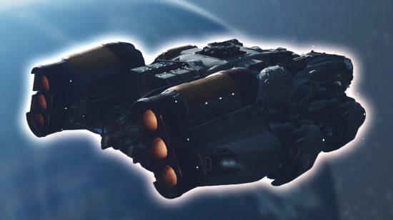Starfield free ships: the Frontier flying through space
