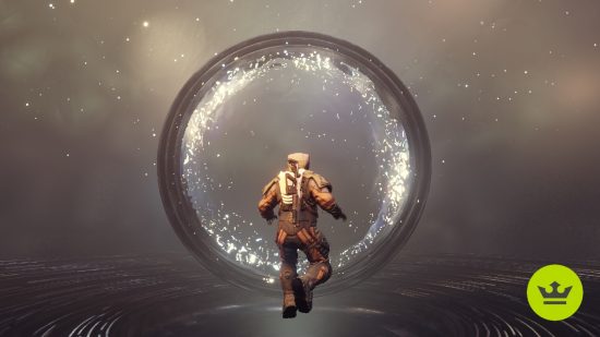 Starfield powers: The player floating in front of the ring artifact inside a temple, before acquiring a power.