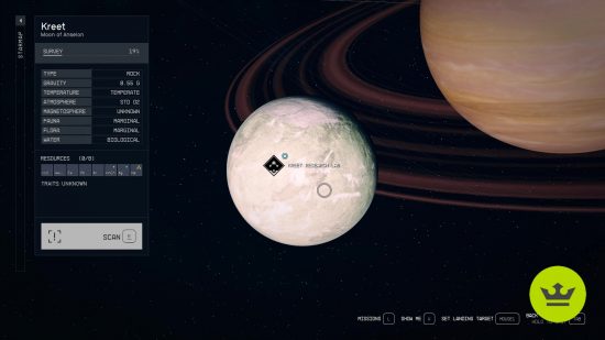 Starfield PS5, PS5 release: A player inspecting a planet on the Starmap.